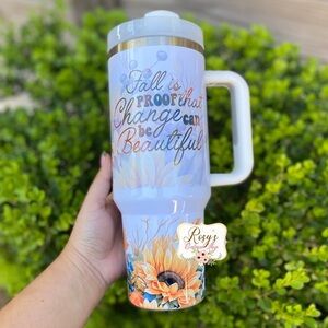 Teal Fall Pumpkins 40oz Tumbler